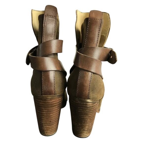 Rag & Bone Kinsey Boots Womens US9 EU39 Mustard Brown Leather Suede 3.5" Heels - Picture 3 of 7